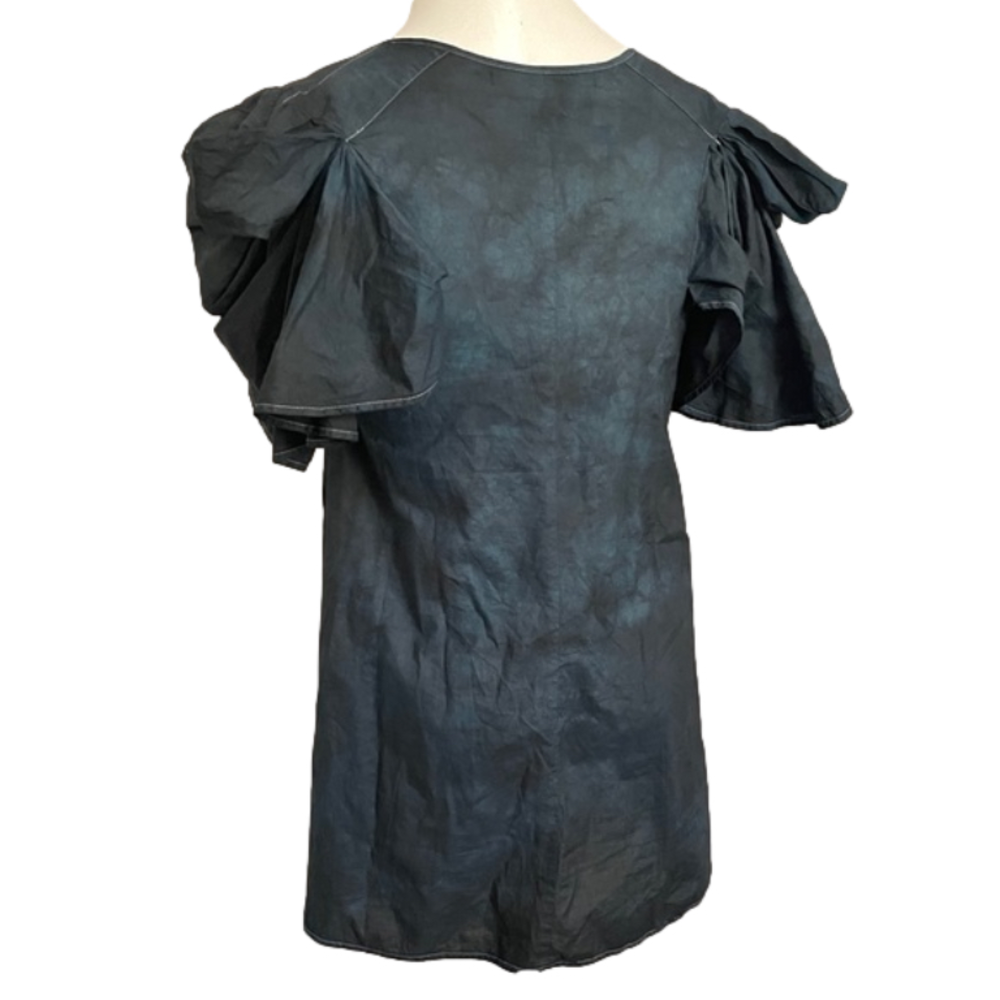 Cotton Tie Dye Short Puffy Sleeve Tunic / Mini Dress - S - Picture 7 of 9